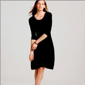 Eileen Fisher Black Knit A Line Dress Sz L Classic, Heritage, Minimalist